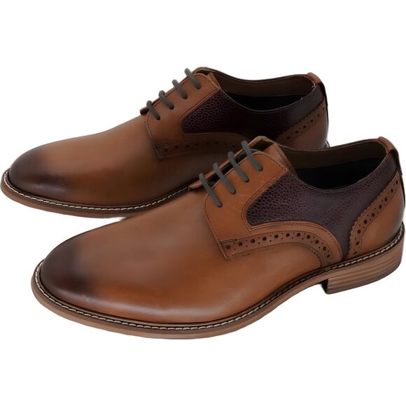 Thomas Vine Men's Clayton Brogue Derby Shoe in Cognac Leather 8M - Picture 2 of 6